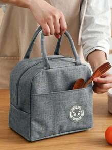 1 pièce Sac déjeuner isotherme avec étiquette d'ours, sac fourre-tout de déjeuner réutilisable grande capacité au design portable et imperméable. Idéal pour l'école et le bureau - garde vos aliments frais et délicieux. Sac bento, sac à main, sac de pique-nique de cuisine.