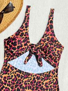 Bonvoyette 2026春夏新款多色豹纹系带性感修身连体比基尼泳装