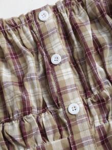 Sweetra Sweet & Spicy American Farm Style Off Shoulder Cinched Waist Mini Dress - Khaki - View 3