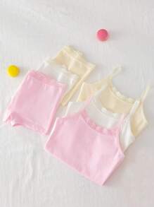 6pcs/Set Young Girl Basic Sweet Simple Lace Trim Camisole And Lace Trim Boyshort Underwear Set Girls Tank Top Set Summer Girls Sets Girls Underwear Set Kids Two Piece Set Fall Winter