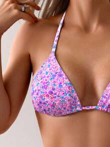 SHEIN Swim 适合海滩和度假的随机碎花比基尼套装 - 彩色 - 查看 3