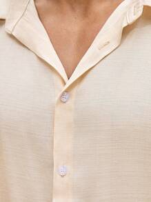 Manfinity Nomadique Camisa suelta casual de hombre de unicolor de manga corta, adecuada para el uso diario en verano