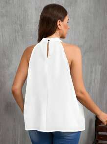 EMERY ROSE 大码女式露肩纯白色休闲背心衬衫，适合夏季