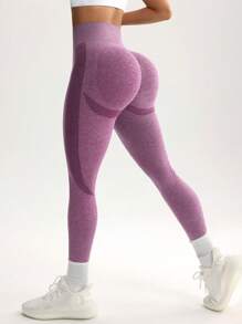 SHEIN Core Rhythm High Waisted Seamless Leggings For Women - Slim Tummy Control Butt Lifting Legging For Running Cycling Yoga Pickleball Exercise Casual