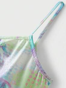 JNSQ 返校服，女童户外专业运动泳衣套装，儿童趣味全印花户外专业运动泳衣套装