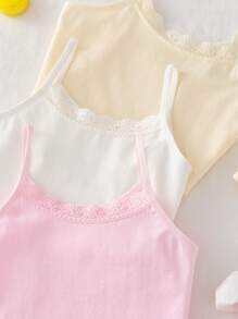 6pcs/Set Young Girl Basic Sweet Simple Lace Trim Camisole And Lace Trim Boyshort Underwear Set Girls Tank Top Set Summer Girls Sets Girls Underwear Set Kids Two Piece Set Fall Winter