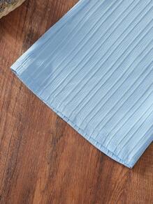 SHEIN 女童度假休闲基础款花卉印花宽松T恤+梭织纹理宽松裤套装，日常穿着 - 藍色 - 查看 7