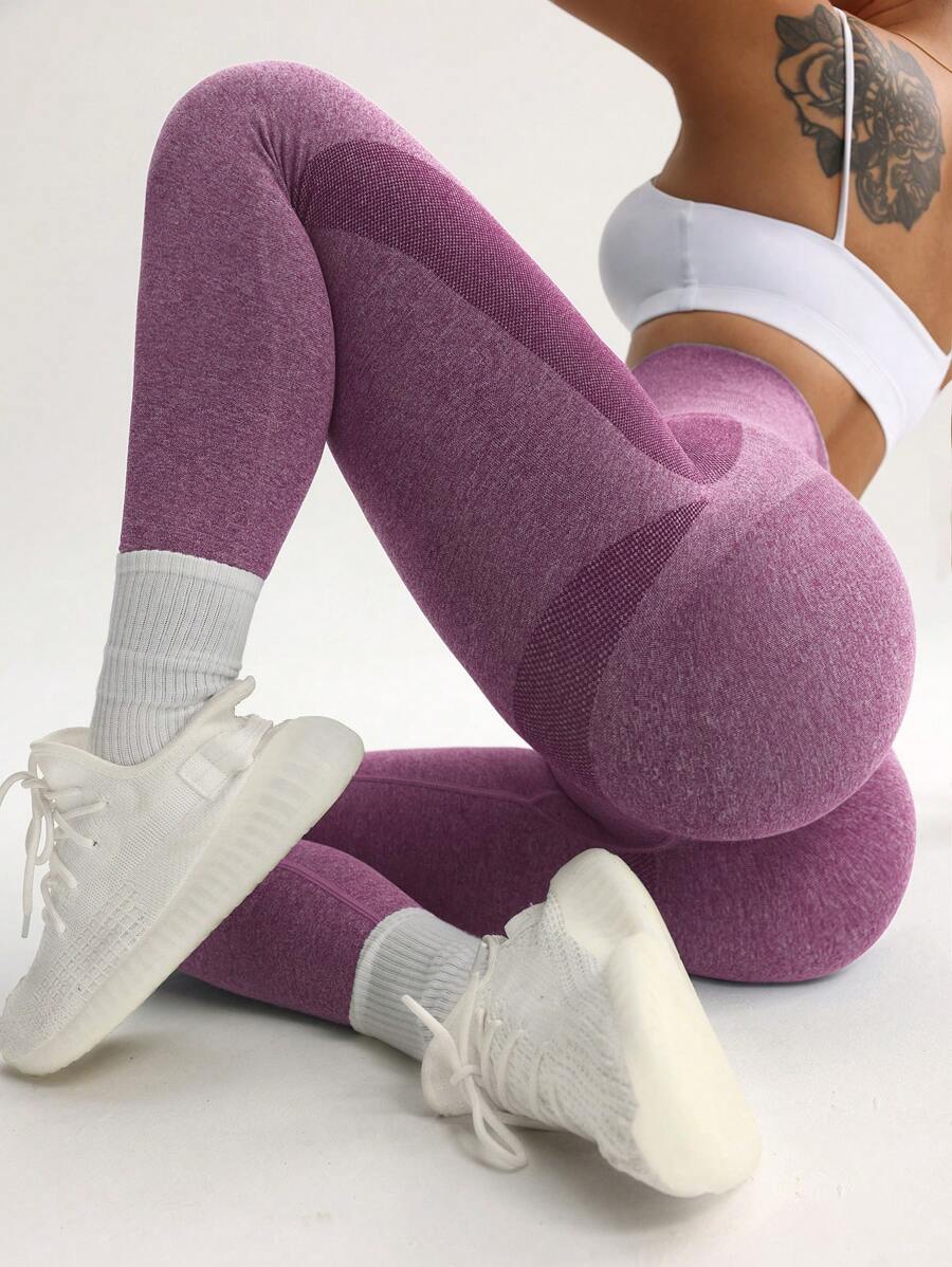 SHEIN Core Rhythm High Waisted Seamless Leggings For Women - Slim Tummy Control Butt Lifting Legging For Running Cycling Yoga Pickleball Exercise Casual