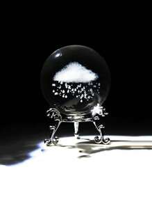 1 件云朵细节水晶球带底座设计装饰工艺品，现代玻璃装饰物，适合家庭最佳生日礼物