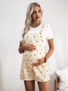 SHEIN 2pcs Set: Commute-Friendly Printed Jumpsuit And Solid Color Short Sleeve T-Shirt - Yellow - View 3