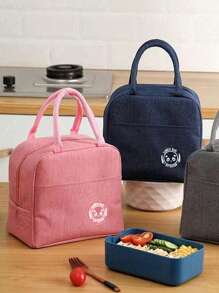 1 pièce Sac déjeuner isotherme avec étiquette d'ours, sac fourre-tout de déjeuner réutilisable grande capacité au design portable et imperméable. Idéal pour l'école et le bureau - garde vos aliments frais et délicieux. Sac bento, sac à main, sac de pique-nique de cuisine.