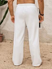 Manfinity RSRT Men's Casual Solid Color Drawstring Waist Pants