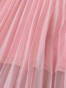 DreamSkyne Chân váy midi xếp ly voan trơn màu thanh lịch & lãng mạn cỡ lớn - Hồng - Xem 6