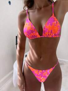 SHEIN Swim Printed Separate Bikini Set, Suitable For Beach & Vacation For Summer - Multicolor - View 1