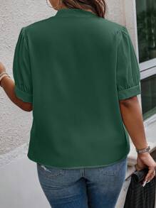 Weeklong Camisa informal de manga corta con cuello anudado de unicolor en talla grande
