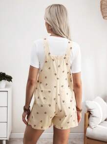 SHEIN 2pcs Set: Commute-Friendly Printed Jumpsuit And Solid Color Short Sleeve T-Shirt - Yellow - View 2