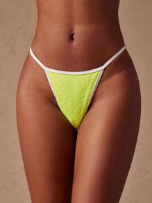 SHEIN Unity Women's Contrast Trim Triangle Bikini Bottom For Summer Beach Vacation - Green - View 4