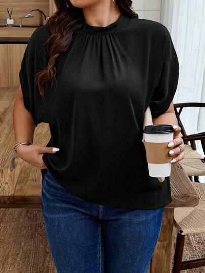 Weeklong Plus Size Summer Casual Pleated Loose Fit Shirt