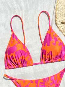 SHEIN Swim Printed Separate Bikini Set, Suitable For Beach & Vacation For Summer - Multicolor - View 4