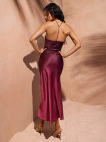 Hauture 渐变色缎面吊带露背长裙 - 彩色 - 查看 6