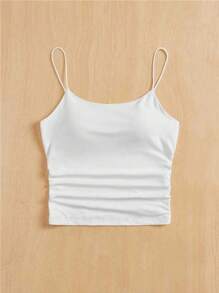 SHEIN PETITE 女士白色緊身透氣基本背心，無胸罩背心上衣