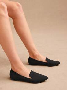 黑色舒適純色平底鞋 - 黑色 - 查看 3
