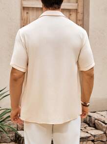 Manfinity Nomadique Camisa suelta casual de hombre de unicolor de manga corta, adecuada para el uso diario en verano