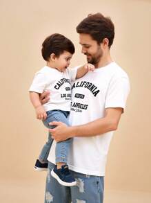 SHEIN 2pcs/Set Baby Boy Cute Summer Patchwork Short Sleeve Top & Elastic Waist Ripped Blue Denim Pants Set Baby Jeans Set Baby Girl Summer Outfit Baby Girl Summer Set