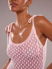 SHEIN BAE 修身渐变色镂空女式针织吊带裙 - 彩色 - 查看 7