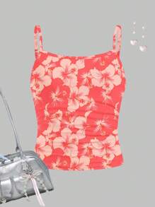 Tween Girls Fitted Casual Sports Cami Tank Tops - White - View 3