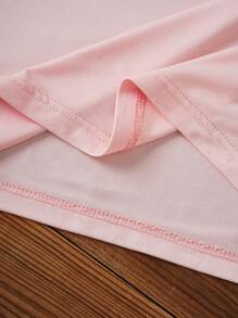 INAWLY 未确诊，但有些不对劲复古抽象电视海报动画肖像元素有趣的卡通古怪图案印花休闲粉色 T 恤 - 粉色 - 查看 6