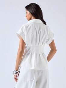 LYSMO Blusa entallada de unicolor para mujer para ir al trabajo