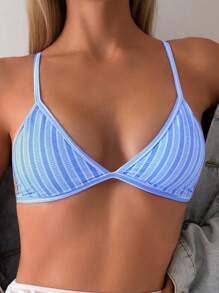 Swim Mod Đồ bơi bikini sọc cho nữ đi biển/nghỉ dưỡng cho kỳ nghỉ hè trên bãi biển - Màu xanh nhạt - Xem 6