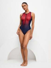 Swim Nautrix 女士渐变色拉链无袖潜水服，适合运动、海滩和度假 - 彩色 - 查看 5