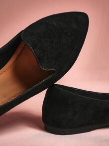 黑色舒適純色平底鞋 - 黑色 - 查看 5