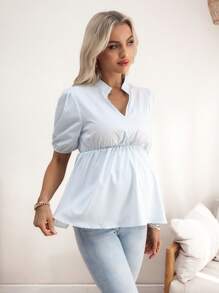 SHEIN Maternity Casual V-Neck Striped Shirt For Summer