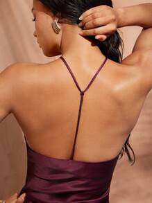 Hauture 渐变色缎面吊带露背长裙 - 彩色 - 查看 2