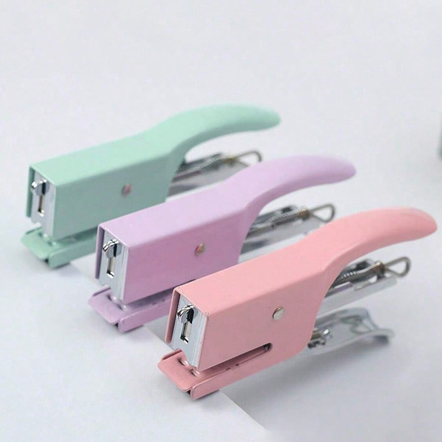 1 set di Spillatrice portatile in metallo colorato a macaron, potente spillatrice per confezioni da asporto, piccola spillatrice per ufficio, adatta