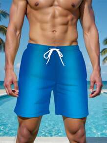 Manfinity KASUA Shorts de playa con degradado de color para hombres, casuales y para vacaciones - Azul - View 4
