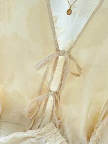 SHEIN 2Pcs Set Women Textured Fabric Shirt And Shorts Fall Cloth For Women - Apricot - View 9