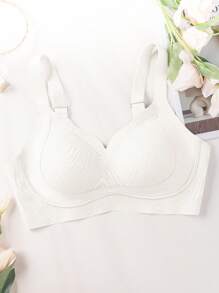 Biustonosz bezszwowy bez fiszbin, duży rozmiar, jednolity kolor, zaokrąglony dół, damski, unoszący