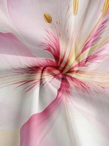 奶油黄色，少女休闲简约热带芙蓉和蜀葵花卉印花吊带背心休闲度假上衣，夏季 - 彩色 - 查看 4