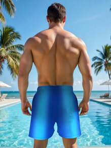 Manfinity KASUA Shorts de playa con degradado de color para hombres, casuales y para vacaciones - Azul - View 2