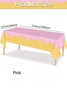 1pc Ice Cream Tablecloth, Plastic Table Cover For Ice Cream Party Supplies, Ideal Tablecloth For Birthday, Welcome Theme Parties, 54 X 108 Inches - Multicolor - View 4