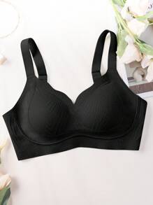 SHEIN 1 Áo ngực không dây cong liền mạch cỡ lớn cho nữ Áo ngực cỡ lớn hỗ trợ Áo ngực nén Áo ngực định hình Áo ngực che phủ toàn bộ, nâng ngực - màu đen - Xem 8