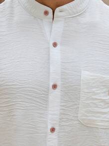 Manfinity Nomadique Men's Summer Casual Solid Color Short Sleeve Shirt