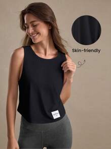 Eassivo Eassivo Women's Round Neck Twist Back Casual Sports Tank Top - Black - View 3