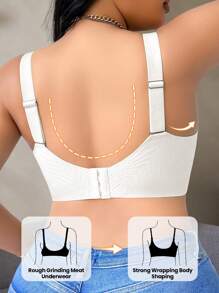 Biustonosz bezszwowy bez fiszbin, duży rozmiar, jednolity kolor, zaokrąglony dół, damski, unoszący