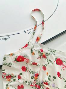 SHEIN 女式休闲度假碎花细肩带上衣，夏季上衣 - 彩色 - 查看 6