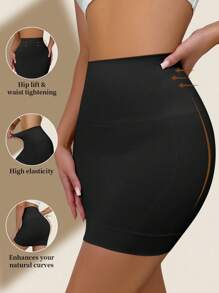 SHEIN 1pc Women's Seamless Shapewear, Waist And Abdomen Slimming Skirt - Black - View 3